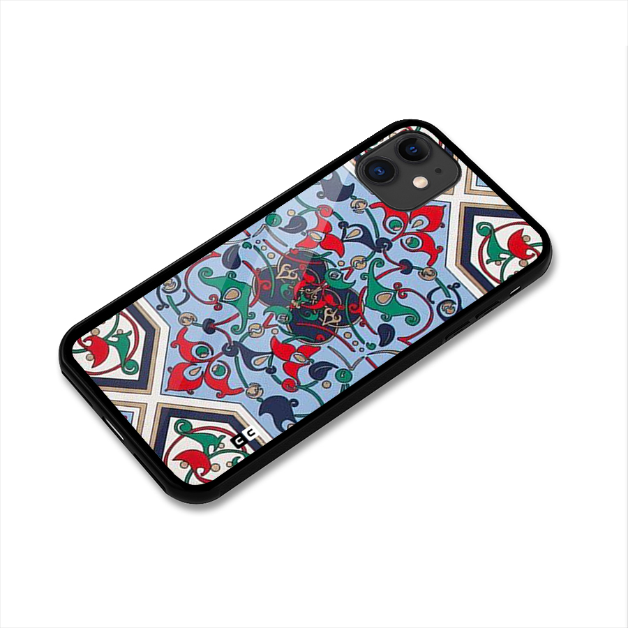 Multi Block Pattern Glass Back Case for iPhone 11