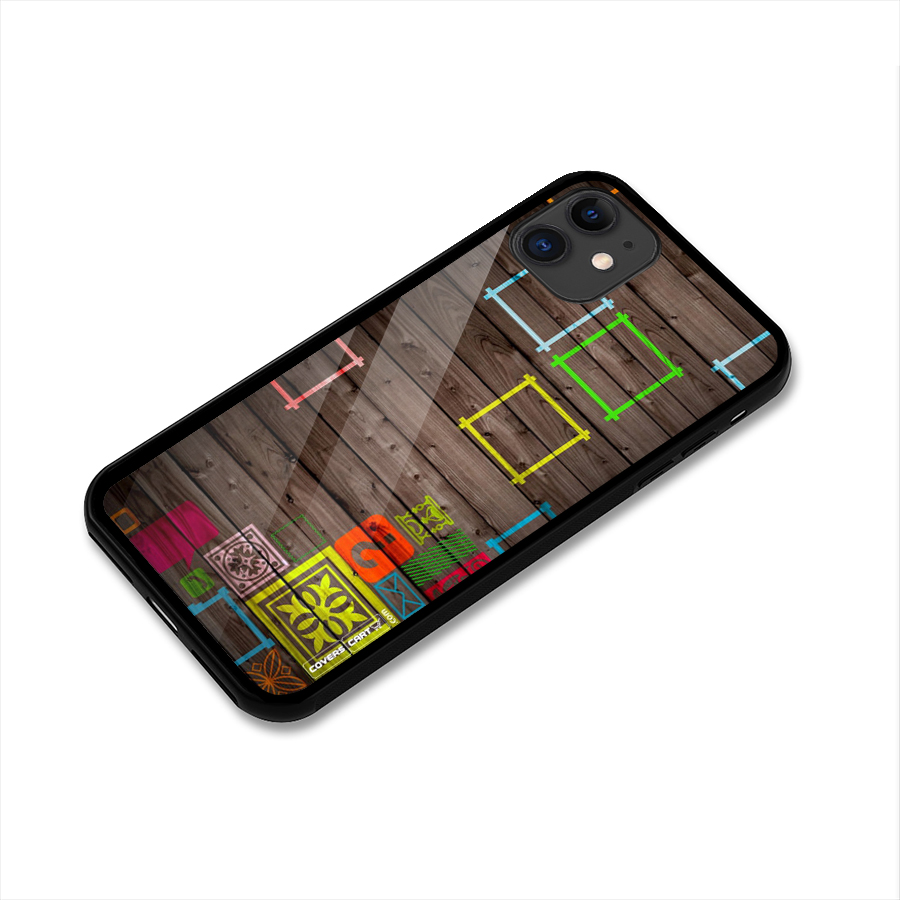 Multicolor Frame Design Glass Back Case for iPhone 11