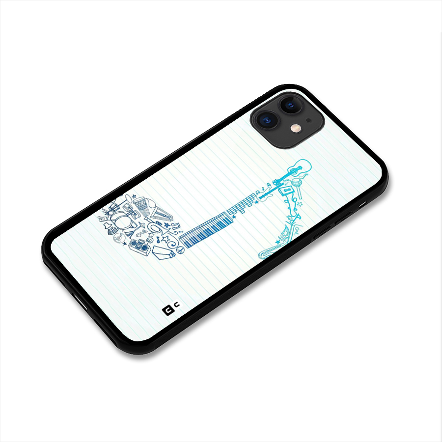 Music Note Design Glass Back Case for iPhone 11