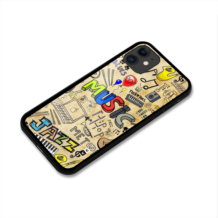Music Pattern Glass Back Case for iPhone 11