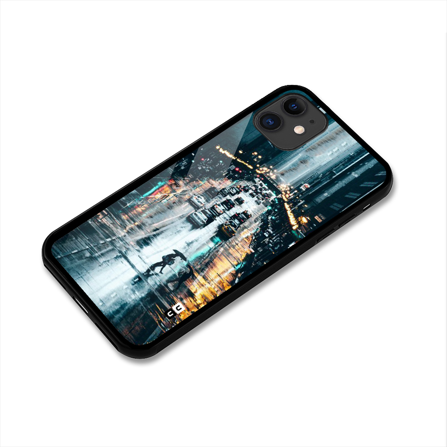 NY Streets Rainy Glass Back Case for iPhone 11