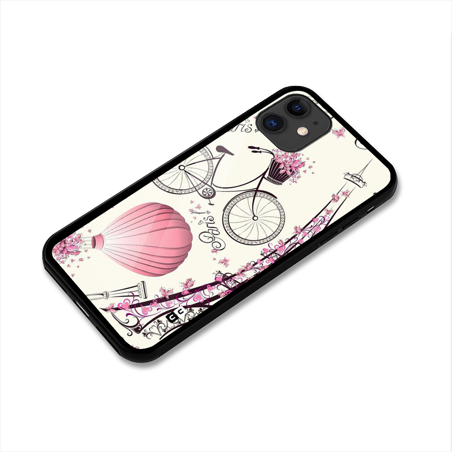 Paris Clipart Glass Back Case for iPhone 11