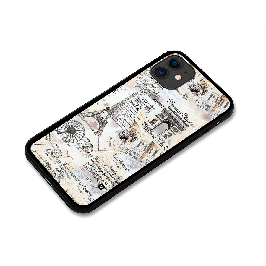Paris Paper Glass Back Case for iPhone 11