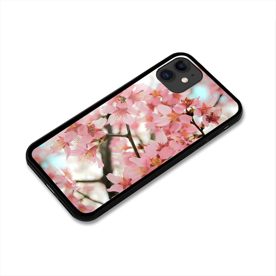 Peach Floral Glass Back Case for iPhone 11