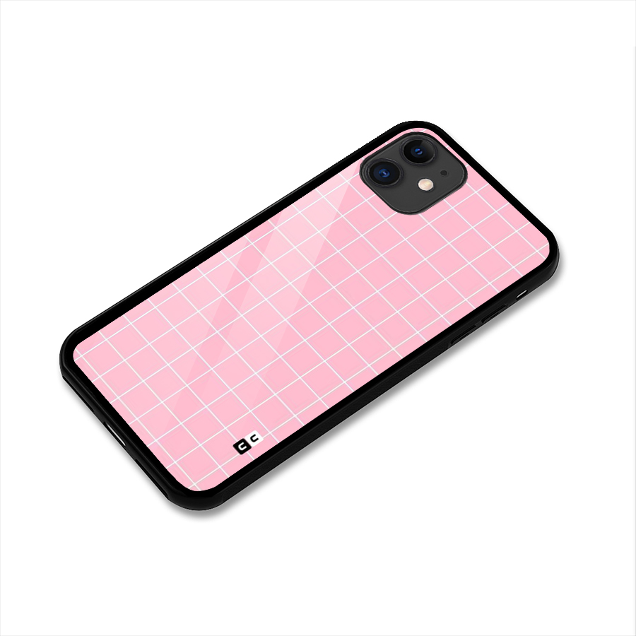 Pink Checks Glass Back Case for iPhone 11