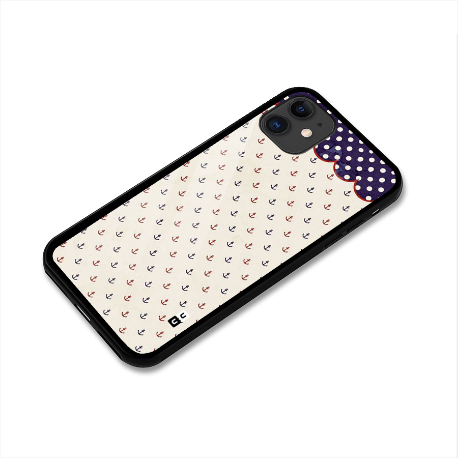 Polka Anchor Glass Back Case for iPhone 11