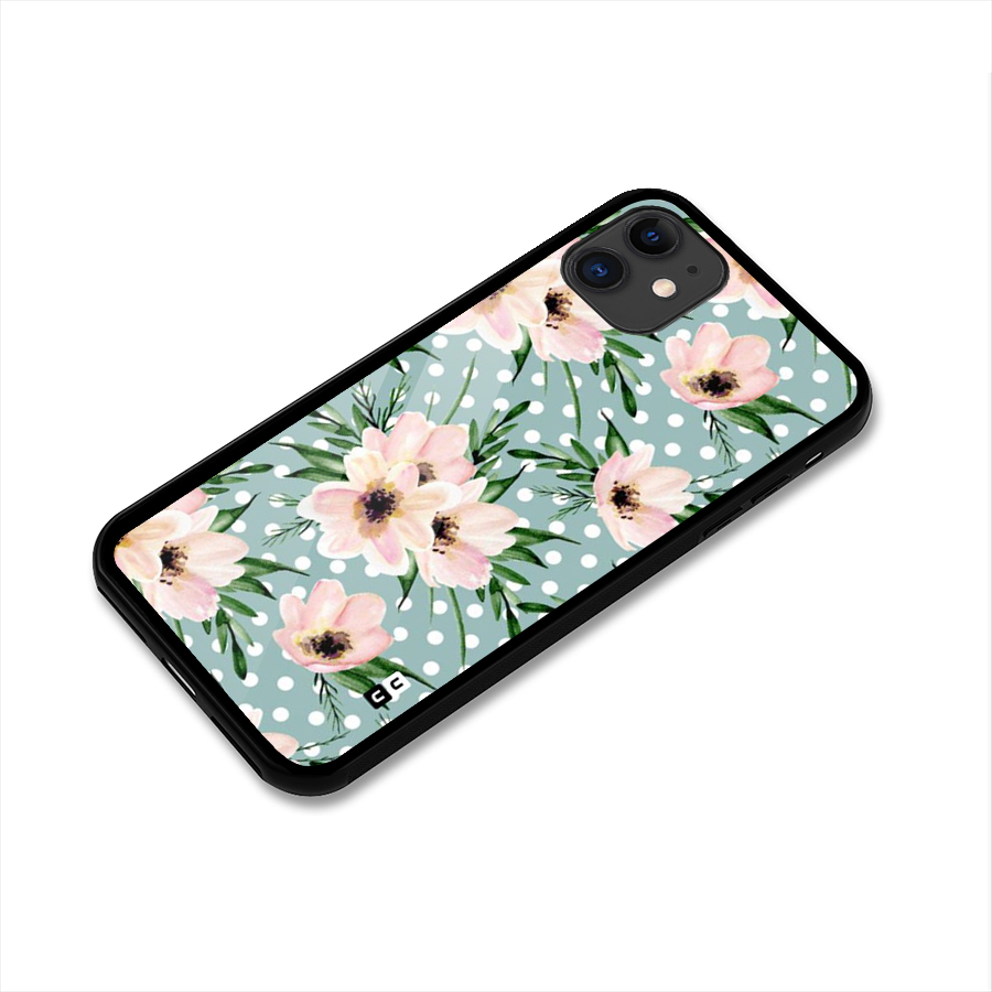 Polka Art Floral Glass Back Case for iPhone 11