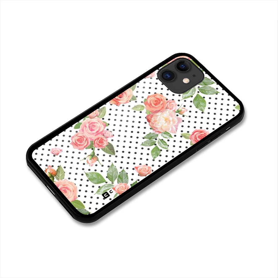 Polka Bloom White Glass Back Case for iPhone 11