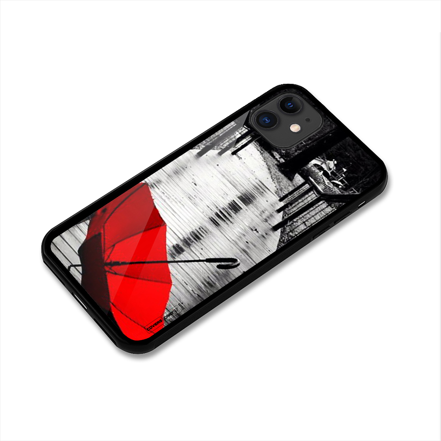 Rainy Red Umbrella Glass Back Case for iPhone 11