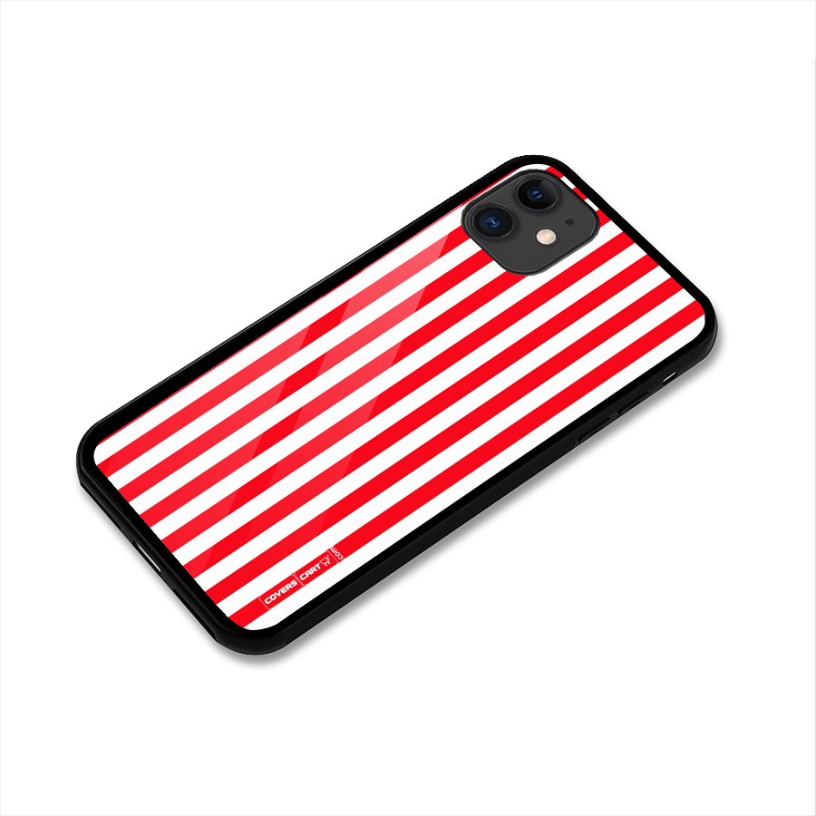 Red And White Straight Stripes Glass Back Case for iPhone 11
