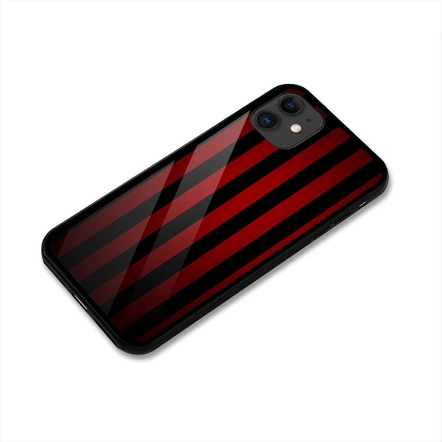 Red Black Stripes Glass Back Case for iPhone 11