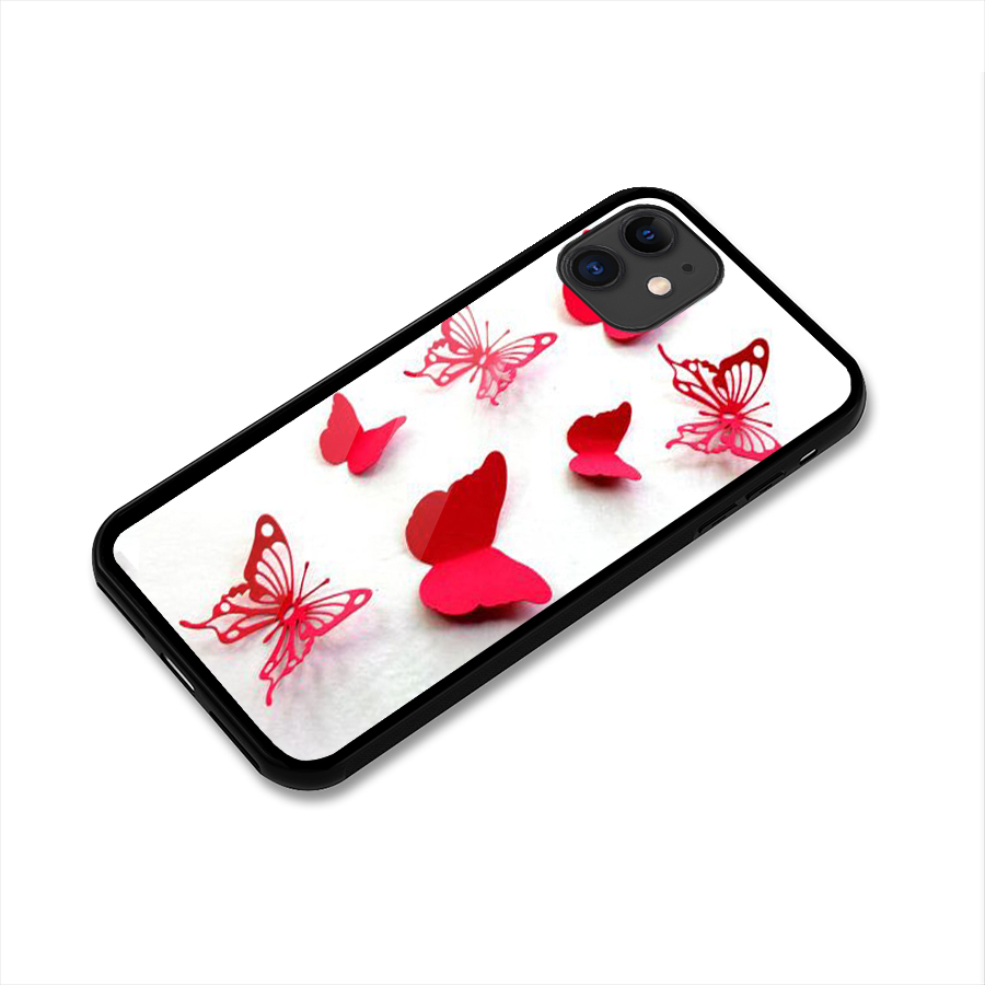 Red Butterflies Glass Back Case for iPhone 11