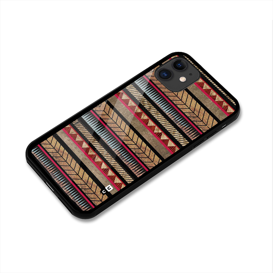 Red Indie Pattern Glass Back Case for iPhone 11