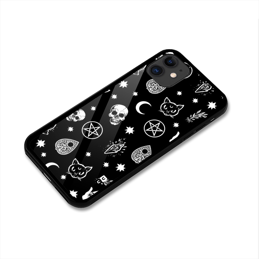 Skull Moon Design Glass Back Case for iPhone 11