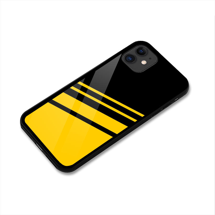 Slant Yellow Stripes Glass Back Case for iPhone 11