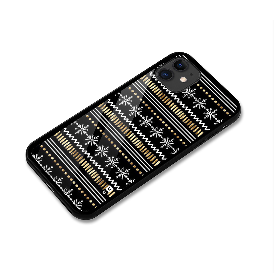 Snowflakes Gold Glass Back Case for iPhone 11