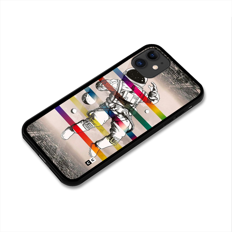 Spaceman Rainbow Stripes Glass Back Case for iPhone 11