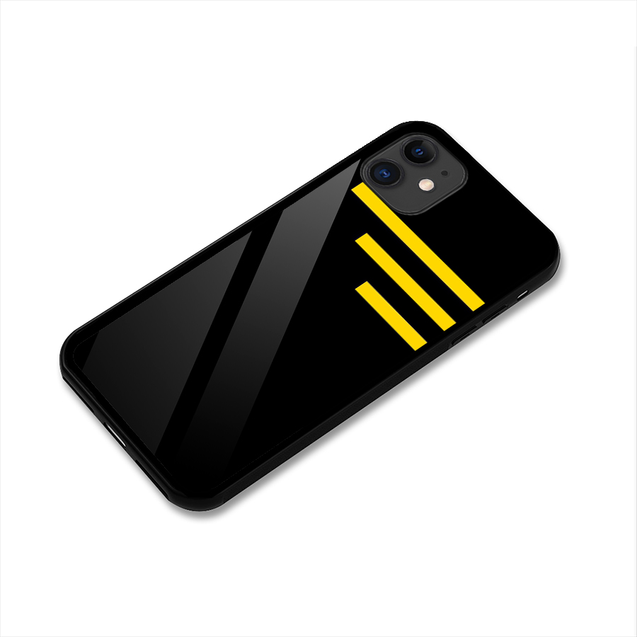 Sports Yellow Stripes Glass Back Case for iPhone 11