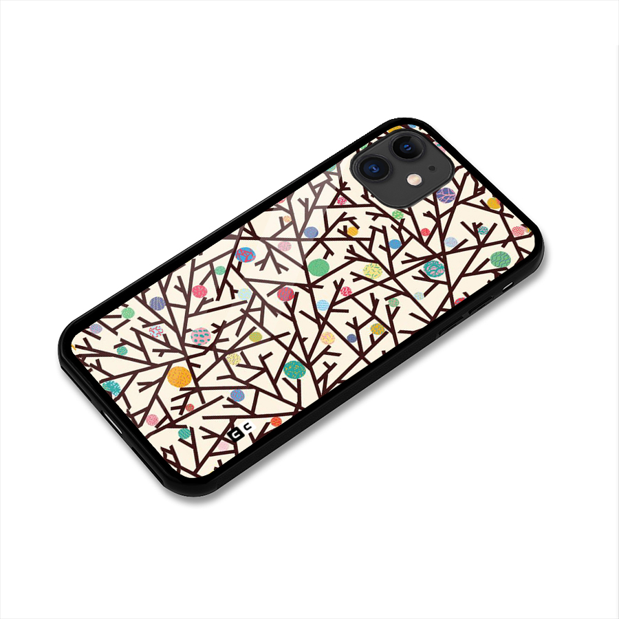 Stem Pattern Glass Back Case for iPhone 11
