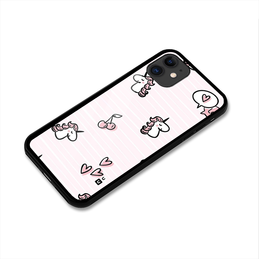Strawberries And Unicorns Glass Back Case for iPhone 11