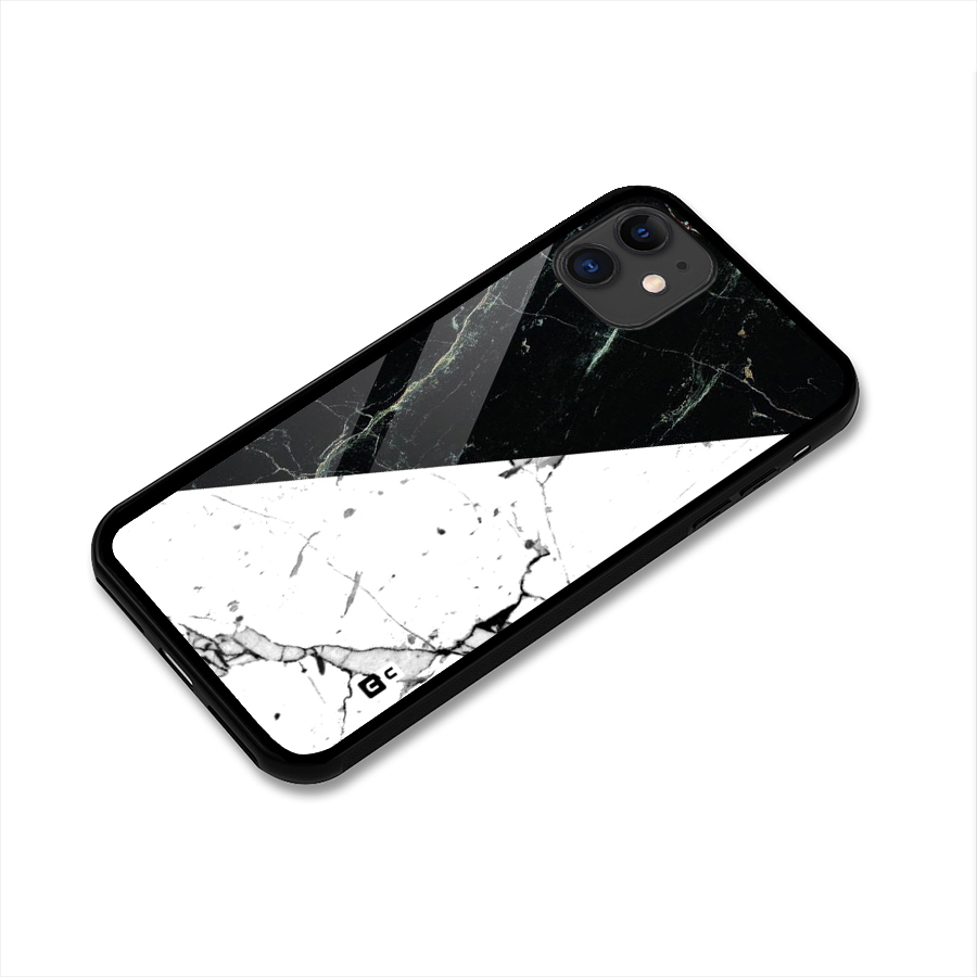 Stylish Diagonal Marble Glass Back Case for iPhone 11