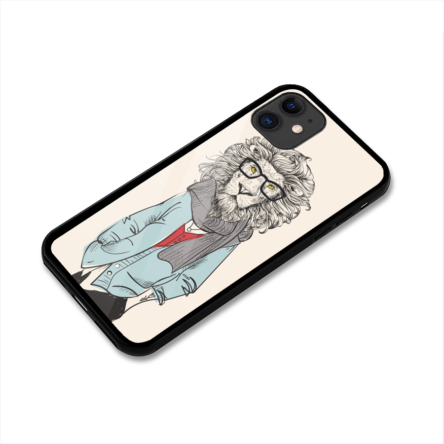 Stylish Lion Glass Back Case for iPhone 11