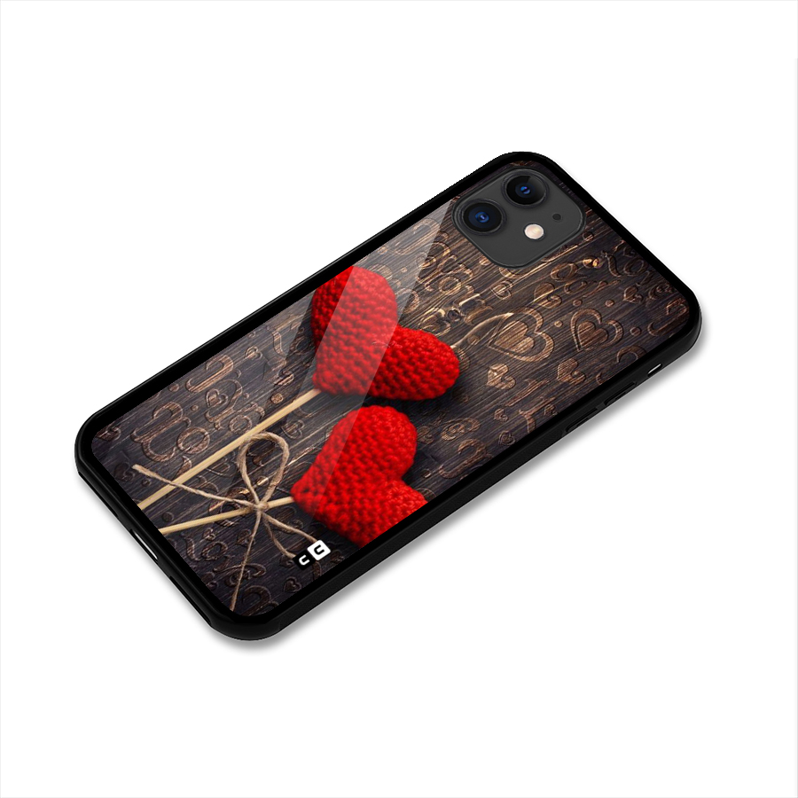 Thread Art Wooden Print Glass Back Case for iPhone 11