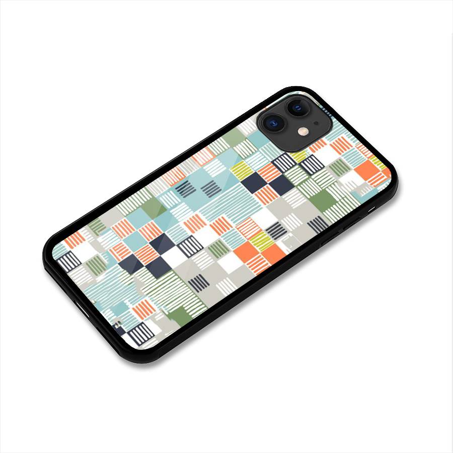 Tiny Boxes Stripes Glass Back Case for iPhone 11