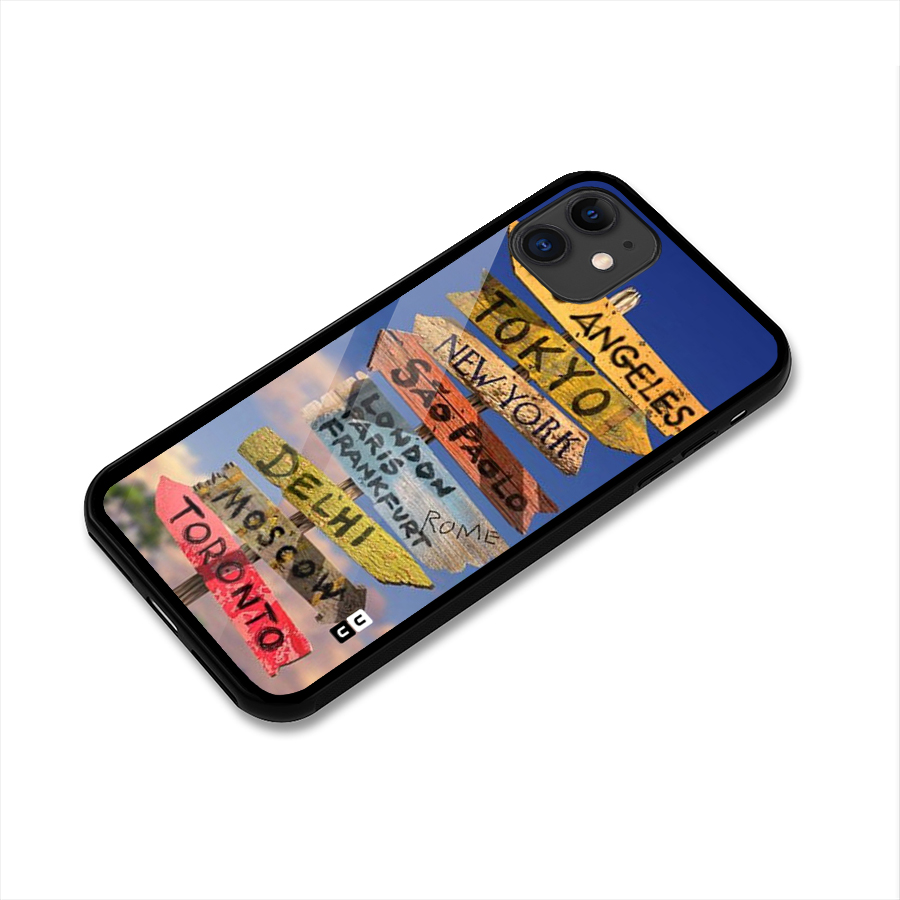 Travel Signs Glass Back Case for iPhone 11