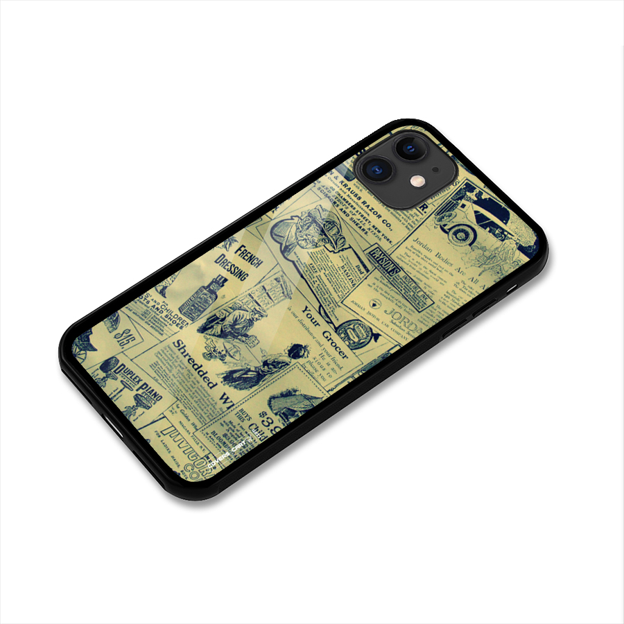 Vintage Newspaper Cutouts Glass Back Case for iPhone 11