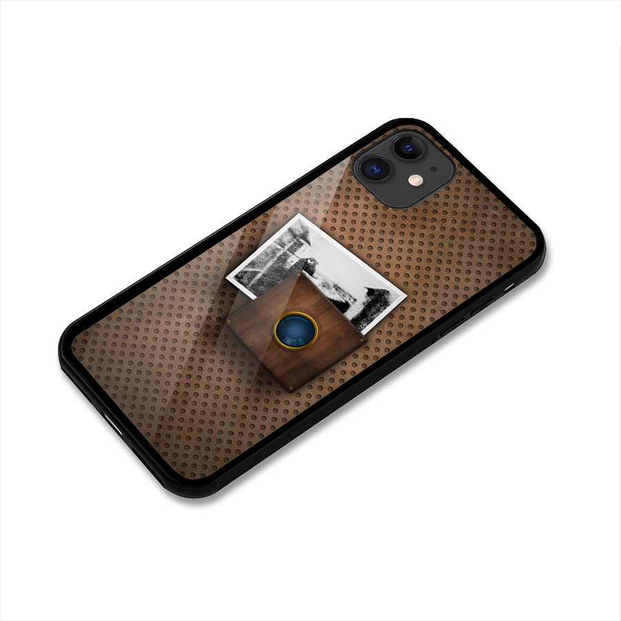 Vintage Wood Camera Glass Back Case for iPhone 11