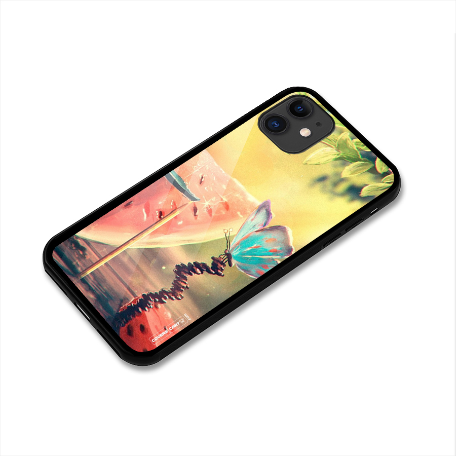 Watermelon Butterfly Glass Back Case for iPhone 11