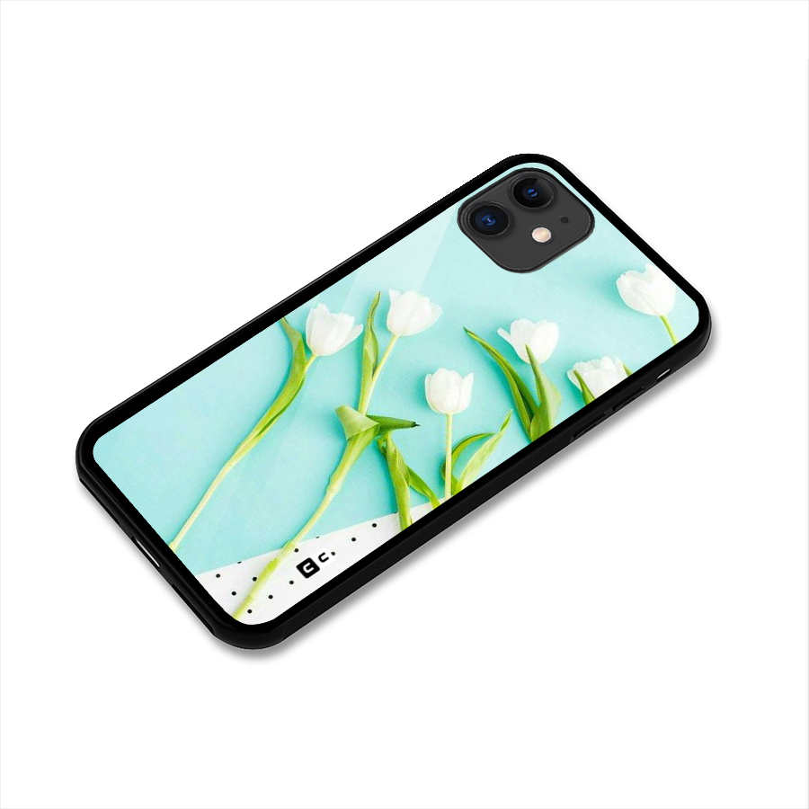 White Tulips Glass Back Case for iPhone 11