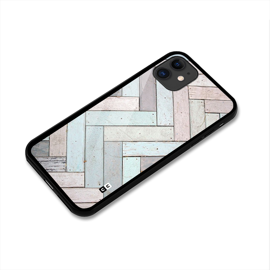 Wooden ZigZag Design Glass Back Case for iPhone 11