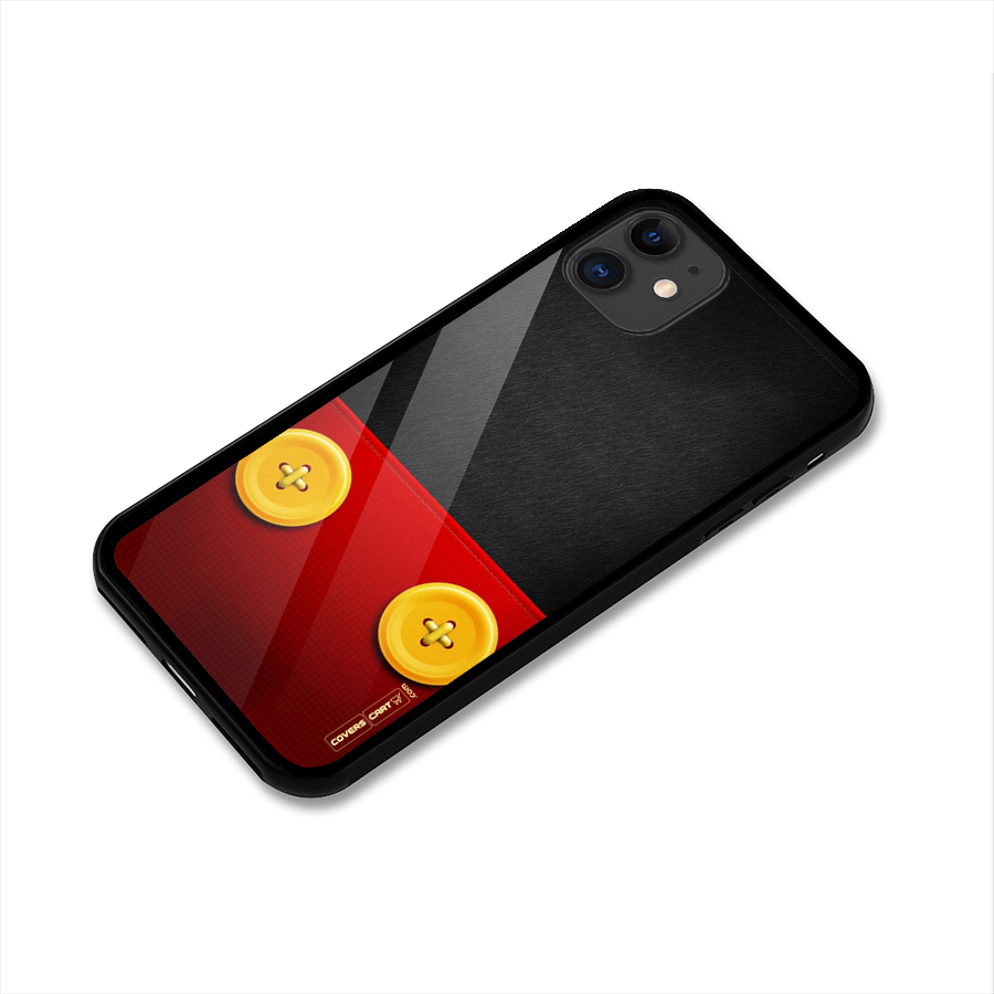 Yellow Button Glass Back Case for iPhone 11