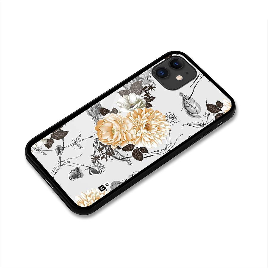 Yellow Floral Glass Back Case for iPhone 11