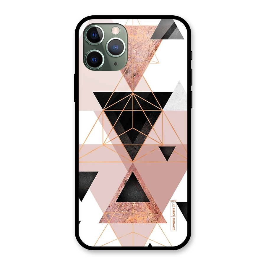 Abstract Rose Gold Triangles Glass Back Case for iPhone 11 Pro