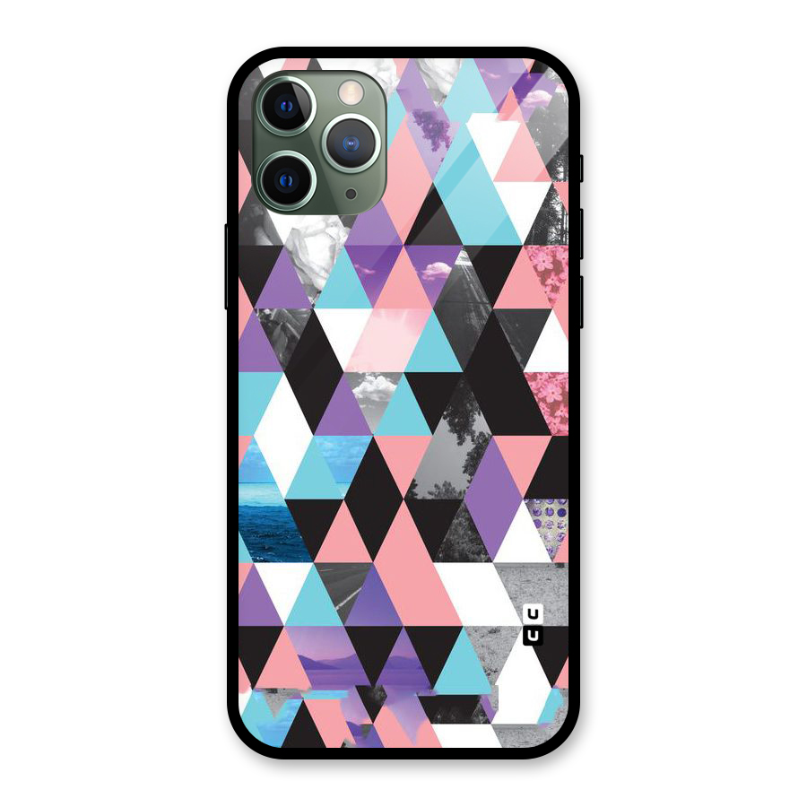 Abstract Splash Triangles Glass Back Case for iPhone 11 Pro