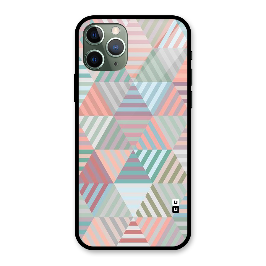 Abstract Triangle Lines Glass Back Case for iPhone 11 Pro