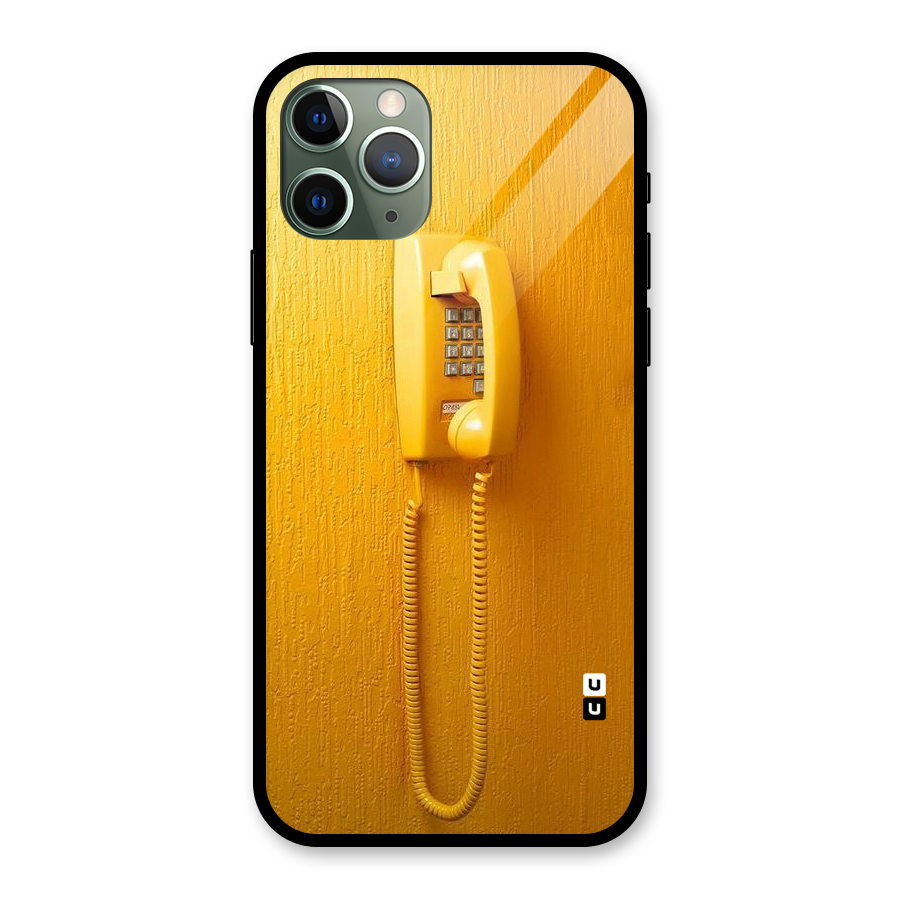 Aesthetic Yellow Telephone Glass Back Case for iPhone 11 Pro