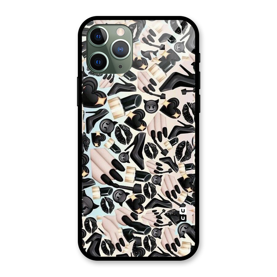 All Black Love Glass Back Case for iPhone 11 Pro