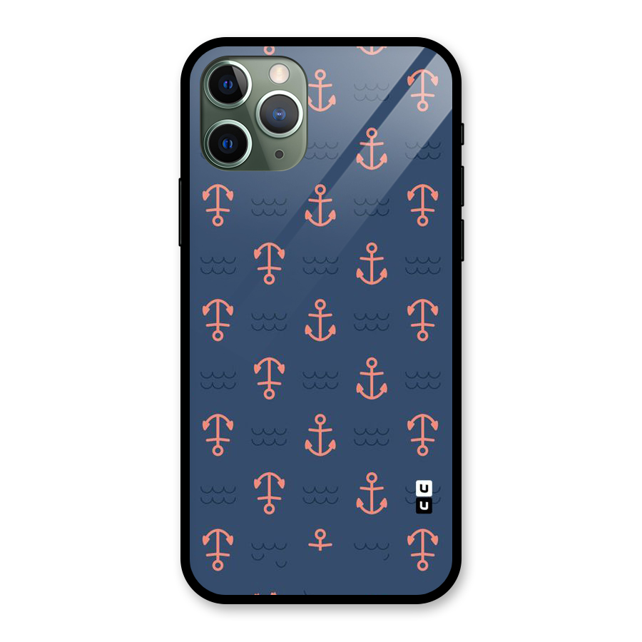 Anchor Sea Blue Glass Back Case for iPhone 11 Pro