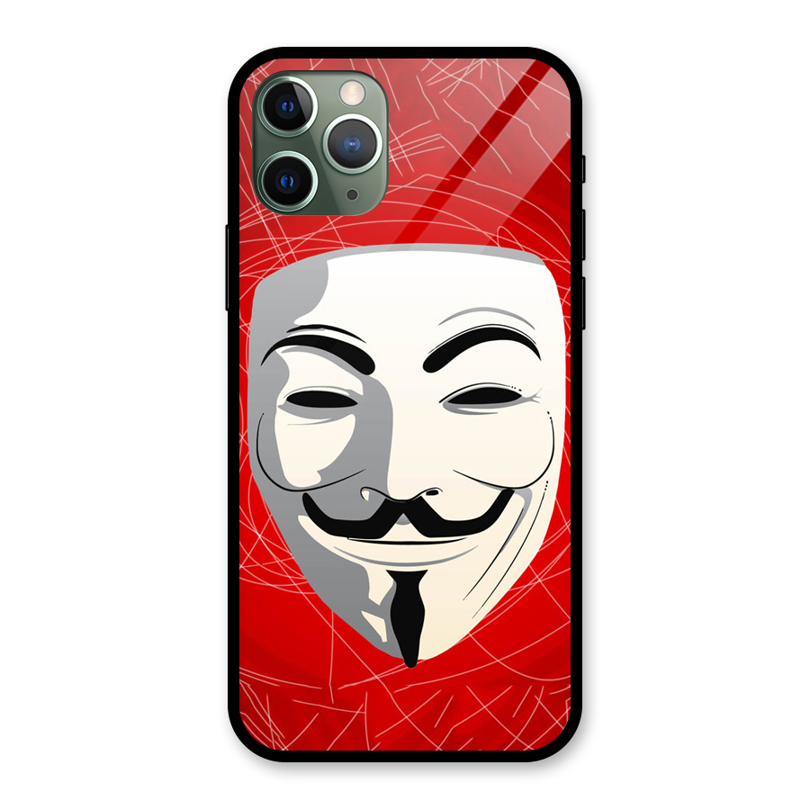 Anonymous Mask Abstract  Glass Back Case for iPhone 11 Pro