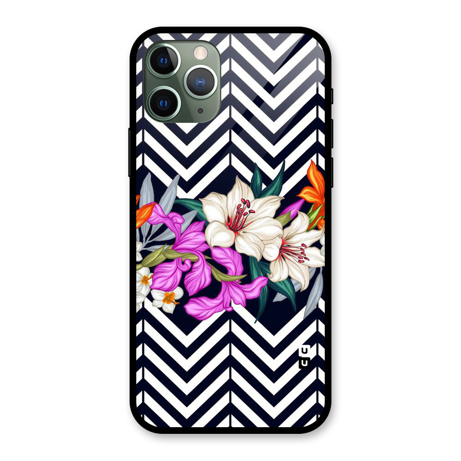 Artsy ZigZag Floral Glass Back Case for iPhone 11 Pro