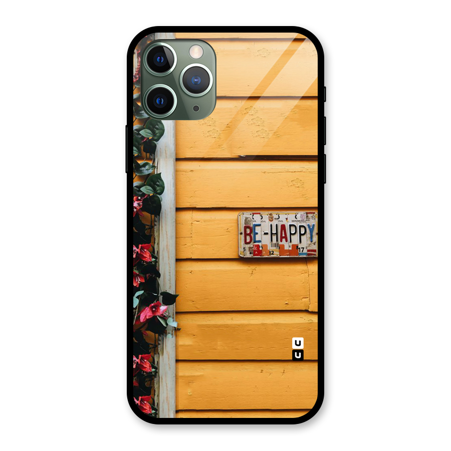 Be Happy Yellow Wall Glass Back Case for iPhone 11 Pro