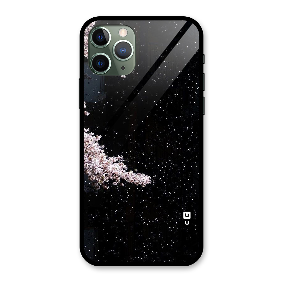 Beautiful Night Sky Flowers Glass Back Case for iPhone 11 Pro