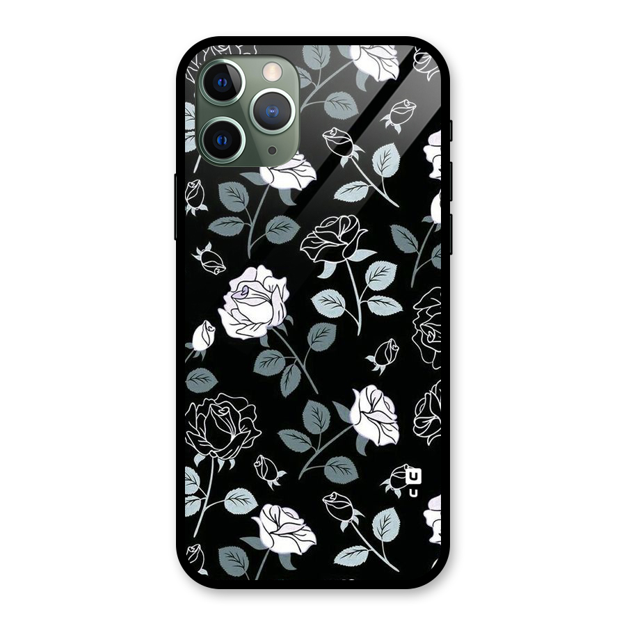 Black Artsy Bloom Glass Back Case for iPhone 11 Pro