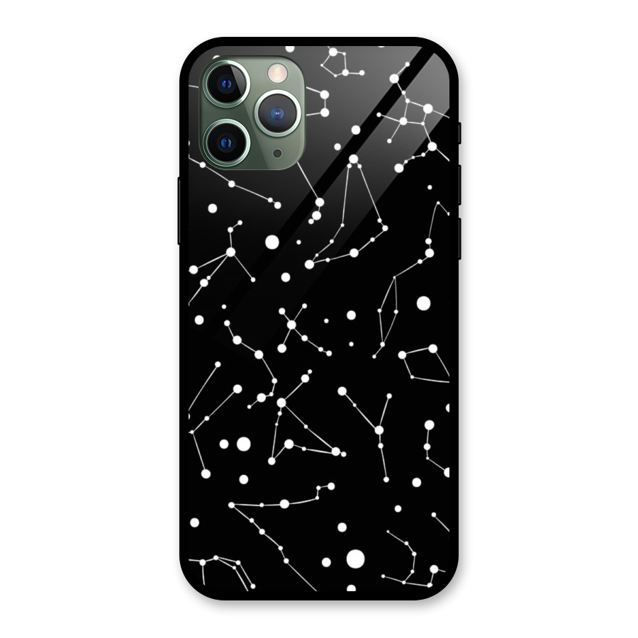 Black Constellation Pattern Glass Back Case for iPhone 11 Pro
