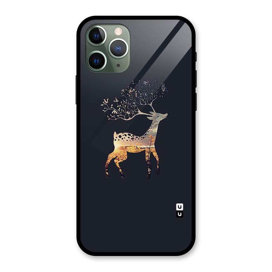 Black Deer Glass Back Case for iPhone 11 Pro