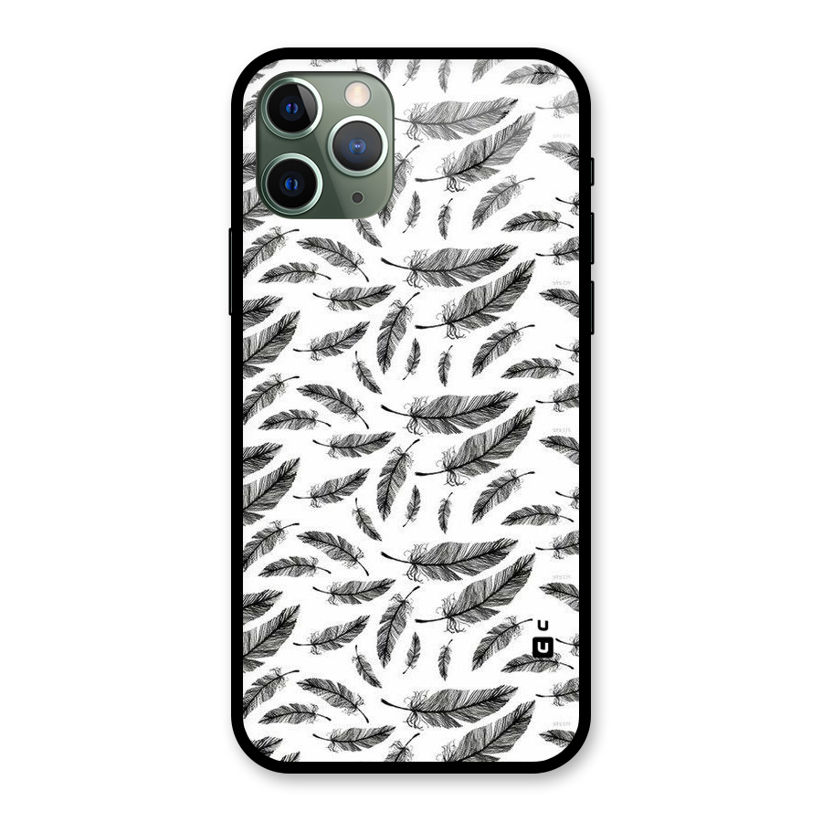 Black Feather Glass Back Case for iPhone 11 Pro